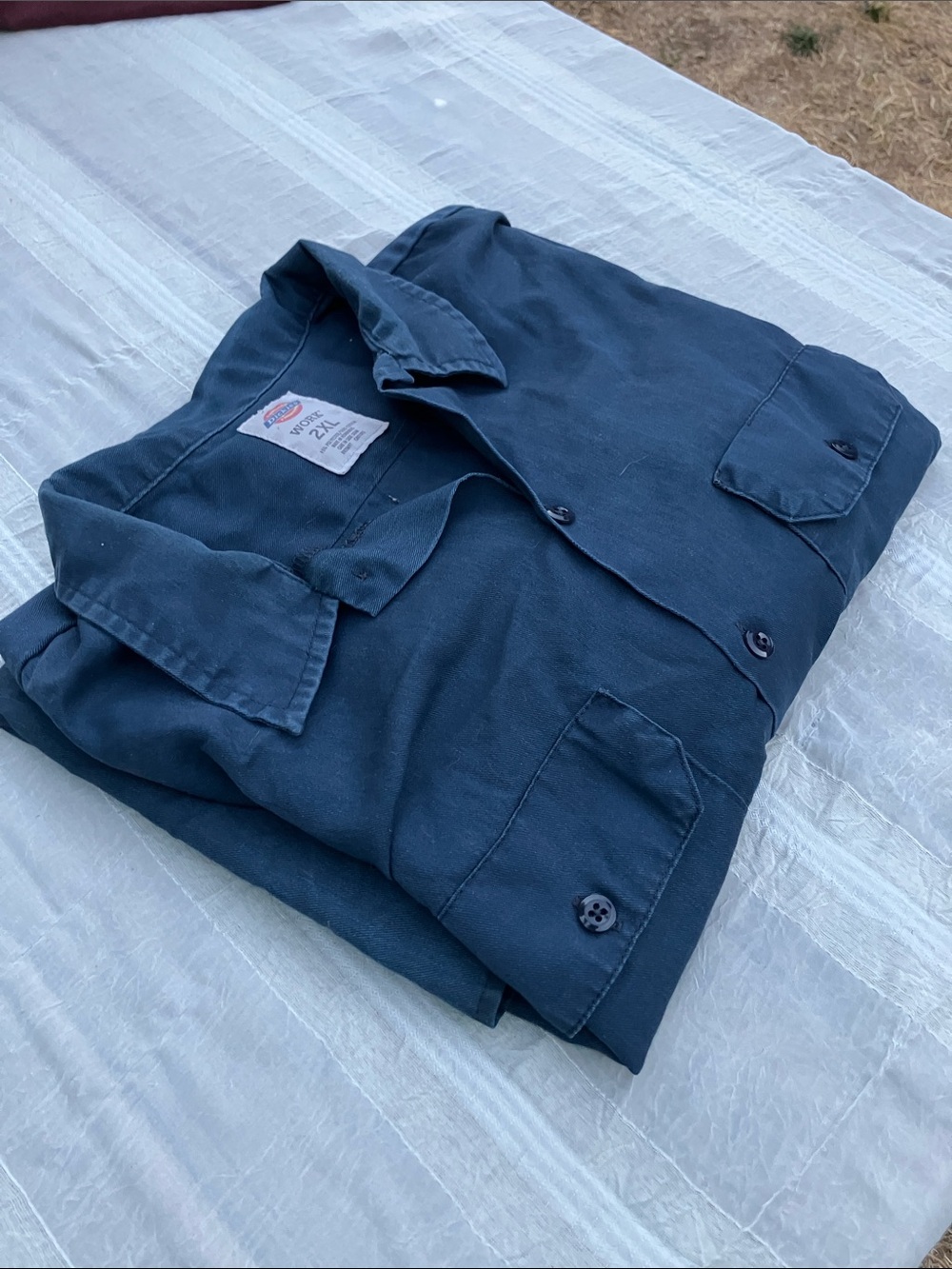 Vintage Dickies 2X long sleeve work shirt blue